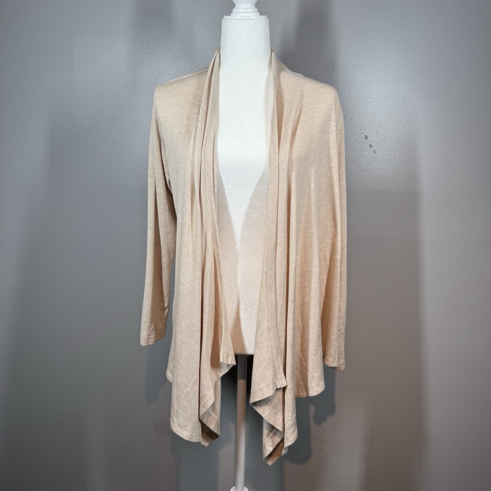 NATORI Ponte Knit Topper Open Cardigan‎ Kimono Lounge Flow Cream Beige Size M